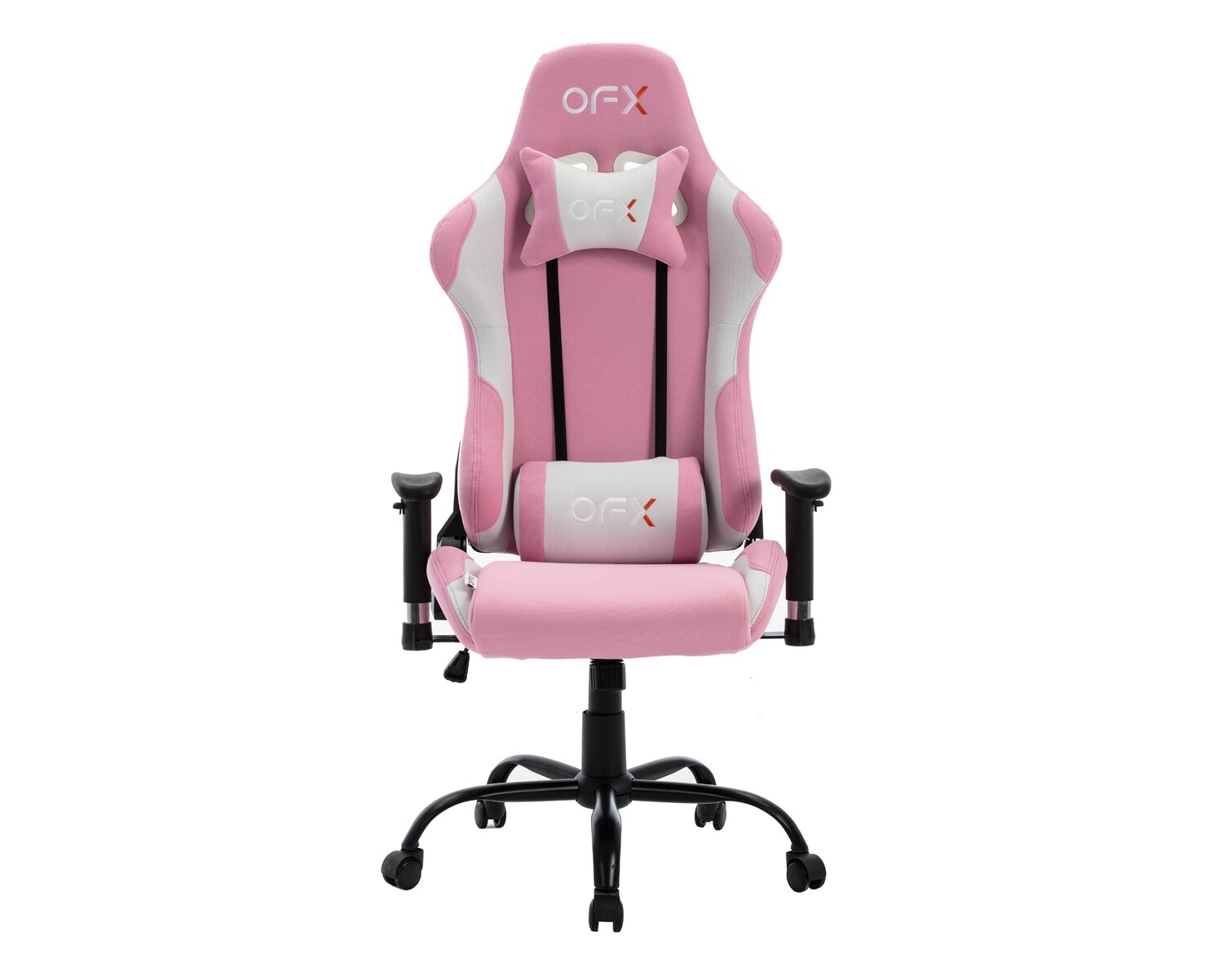 (Sale) OFX Zion Steel Base Soft Fabric Gaming Chair (White+Pink-Slightly Dirty, Backrest Fabric Torn)