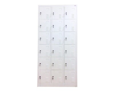 Ofix 18-Door Steel Locker Cabinet (White, Dark Grey+White)