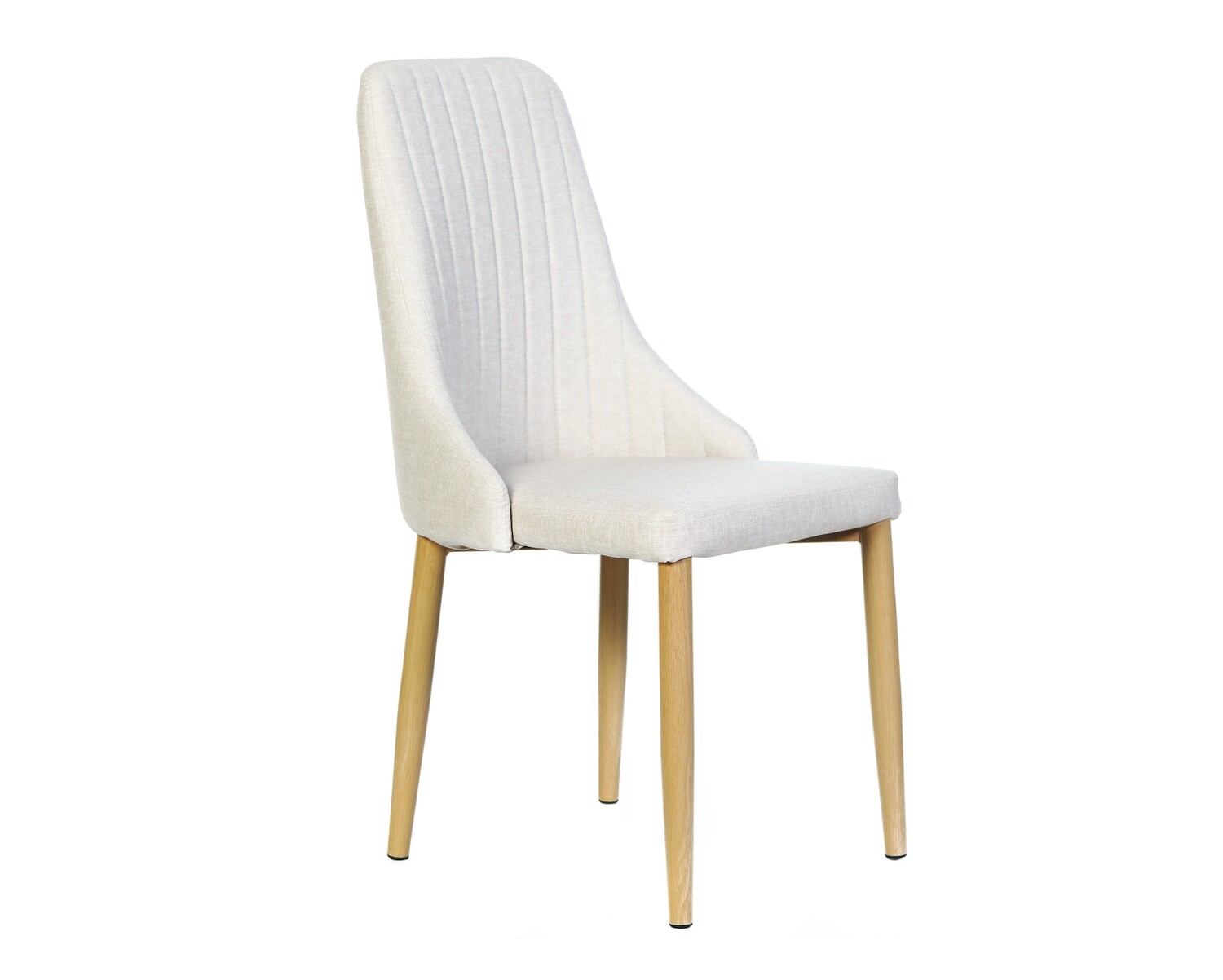 Ofix Clarette PU Leather Seat Metal Leg Dining Chair (Beige PU+Wood Grain), Option: Clarette Dining Chair (Beige PU+Wood Grain)