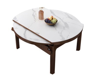 Ofix Savanna Solid Thailand Rubberwood Dining Table (Convertible Table: Round to Rectangular Table) (Marble+Walnut) (135*85/ 135Diameter) Ofix Savanna Solid Thailand Rubberwood Dining Table (Convertible Table: Round to Rectangular Table) (Marble+Walnut) (135*85/ 135Diameter)