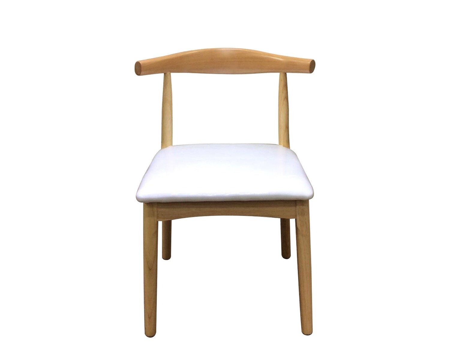 Ofix Cameron Solid Thailand Rubberwood Dining Chair, Option: Cameron Solid Wood Dining Chair (Natural Wood +White PU)