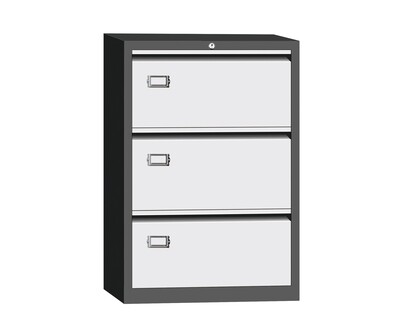 Ofix Lateral 3-Drawer Steel Filing Cabinet (Grey+White, White)