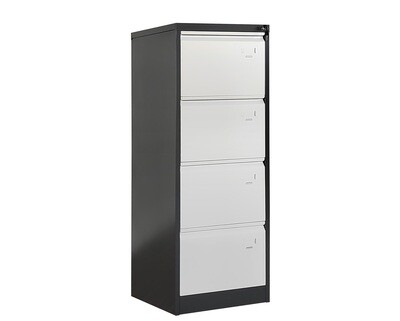 Ofix Vertical 4-Drawer Steel Filing Cabinet (Dark Grey+White, Grey+White, White)