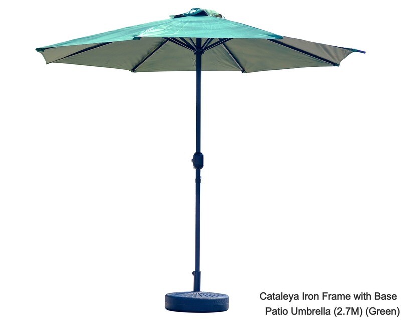 Ofix Cataleya Iron Frame with Marble Stone Base Patio Umbrella (2.7M) (Maroon, Green), Color:: Cataleya Iron Frame with Base Patio Umbrella (2.7M) (Green)