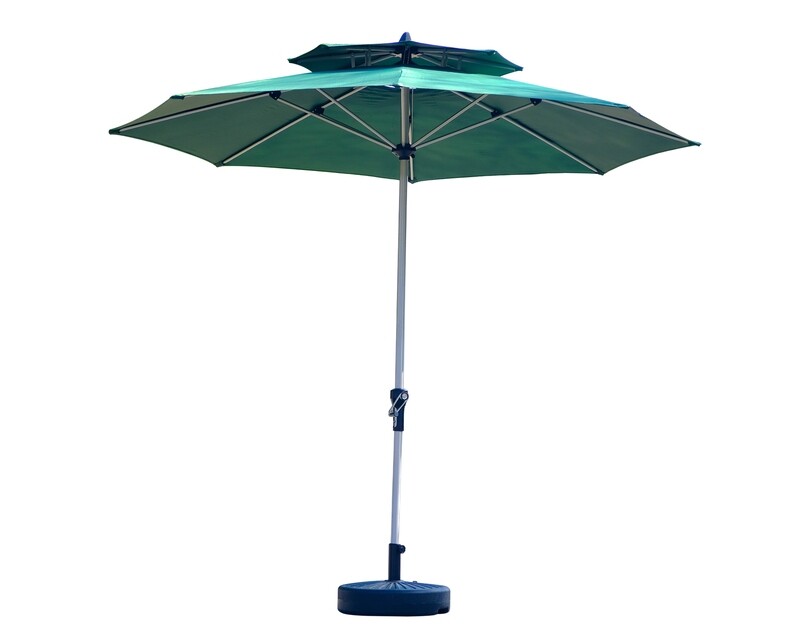 Ofix Emberly Double Top Aluminum Alloy Waterproof Coating with Marble Stone Base Patio Umbrella (2.7M) (Green, Khaki)