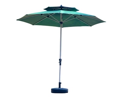 Ofix Emberly Double Top Aluminum Alloy Waterproof Coating with Marble Stone Base Patio Umbrella (2.7M) (Khaki, Green)
