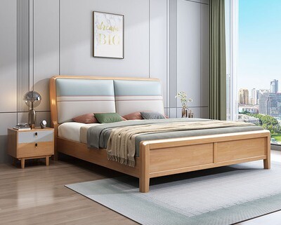 Flotti Lucia Solid Thailand Rubberwood Bed Frame (Double, Queen) (Side Drawers Are Not Included)