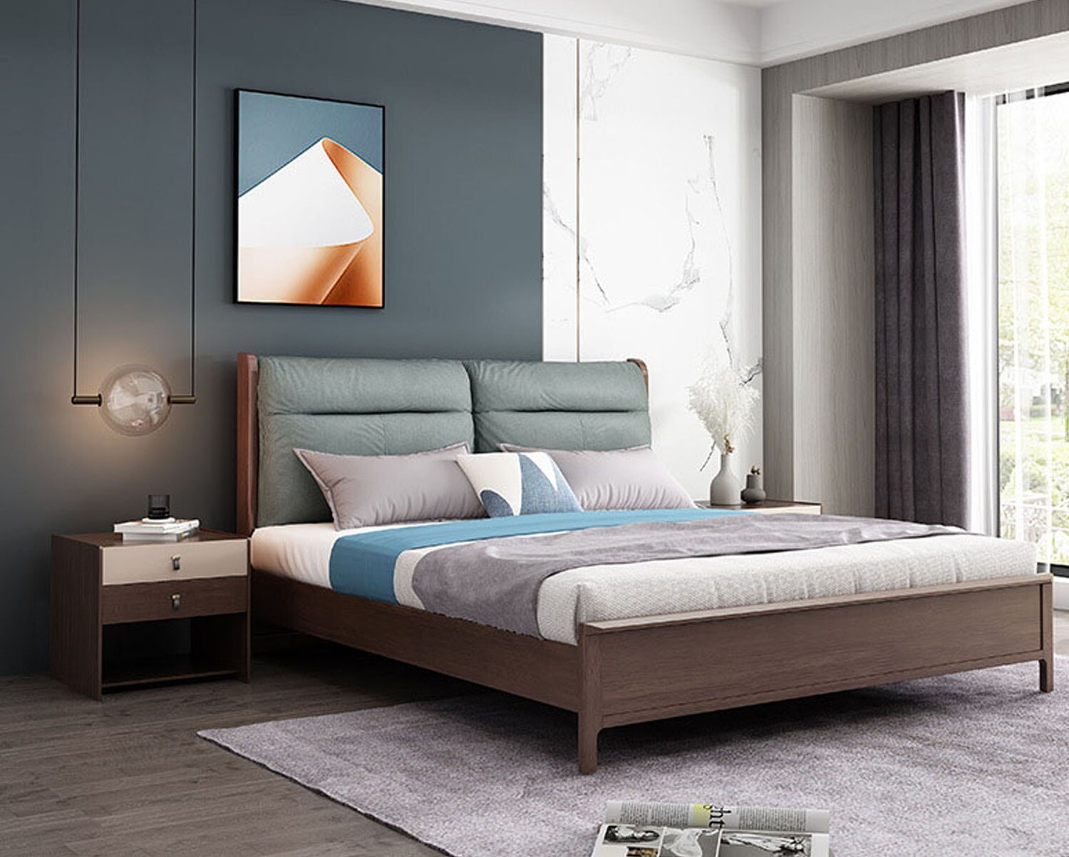 Flotti Mia Solid Thailand Rubberwood Bed Frame (Double) (Side Drawers ...