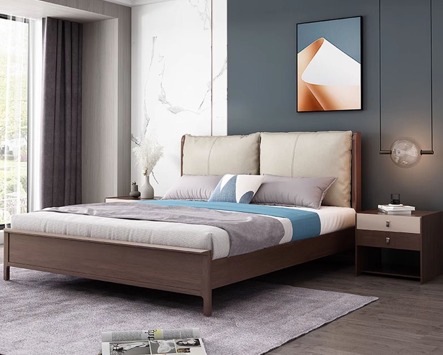 Flotti Mabel Solid Thailand Rubberwood Bed Frame (Double) (Side Drawers Are Not Included), Bed Frame Size:: Mabel- Double Size-54*75 Inches