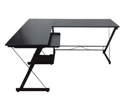Ofix Desk 15 L-Shape Desk (Wooden Top, Black) (120x48)