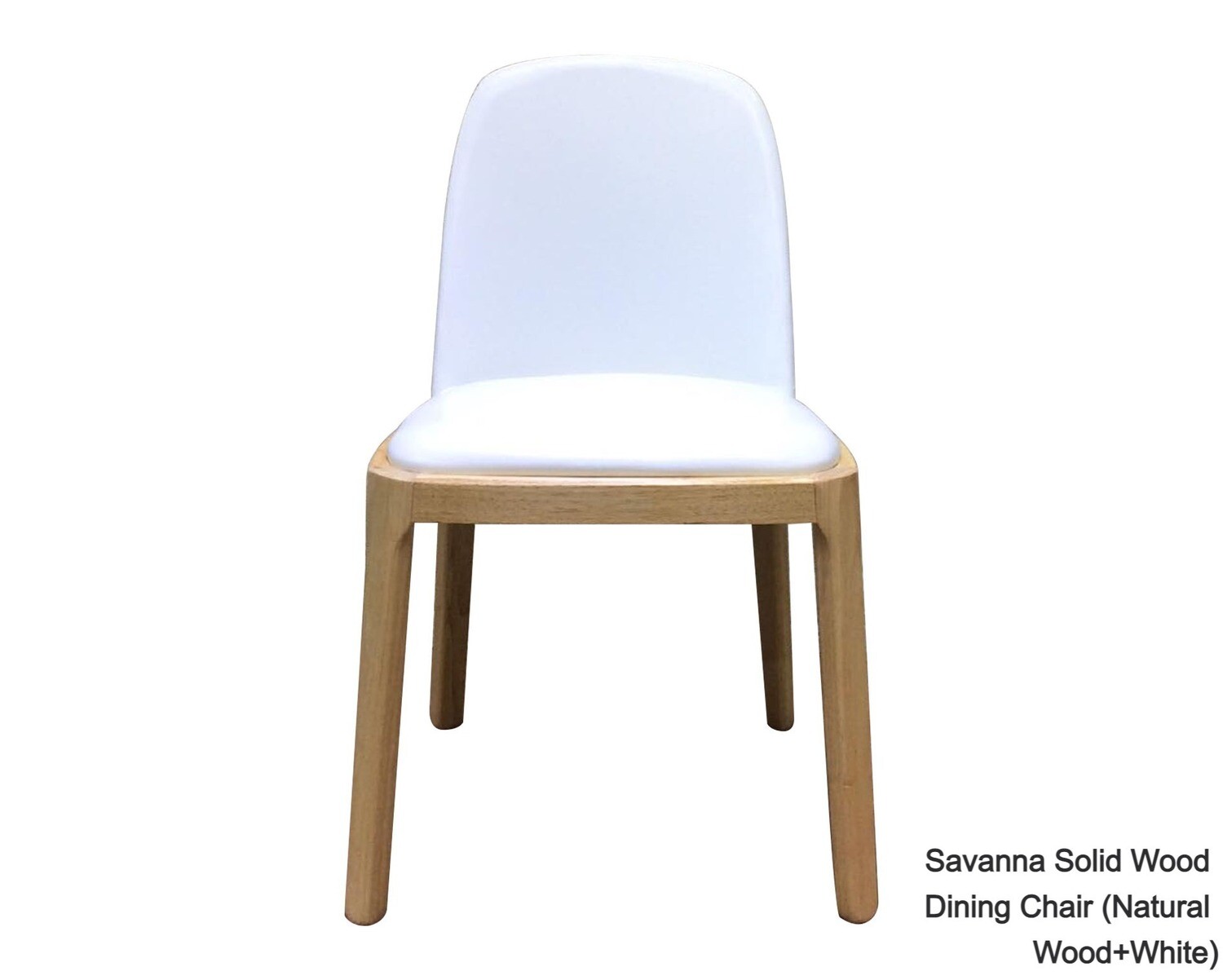 Ofix Savanna Solid Thailand Rubberwood Dining Chair, Option: Savanna Solid Wood Dining Chair (Natural Wood+White)