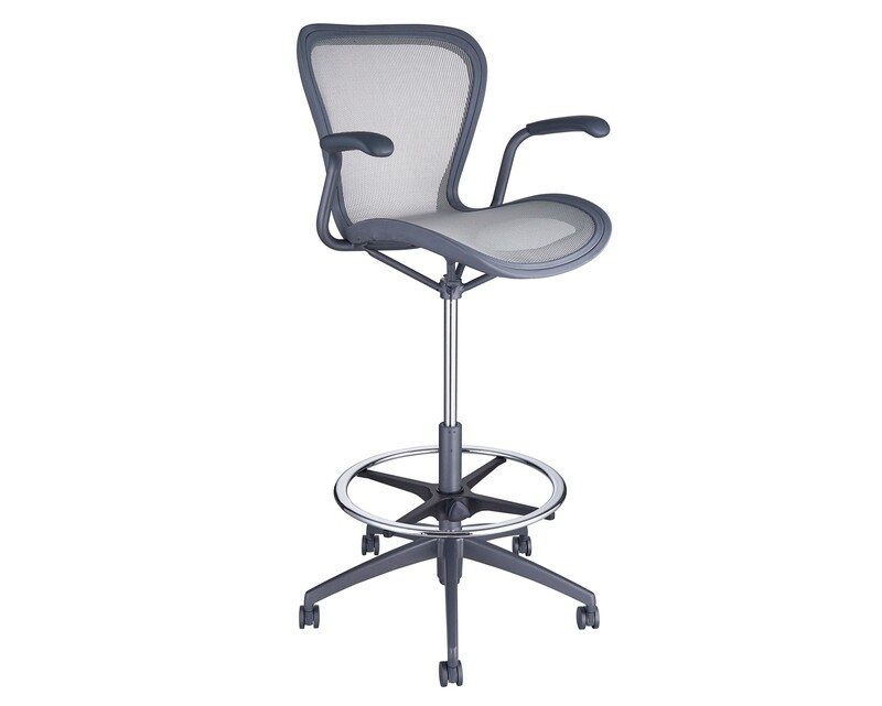 Ofix Premium Remi High Elastic  Mesh Pneumatic Up &amp; Down Height Adjustable Aluminum Base Drafting High Chair