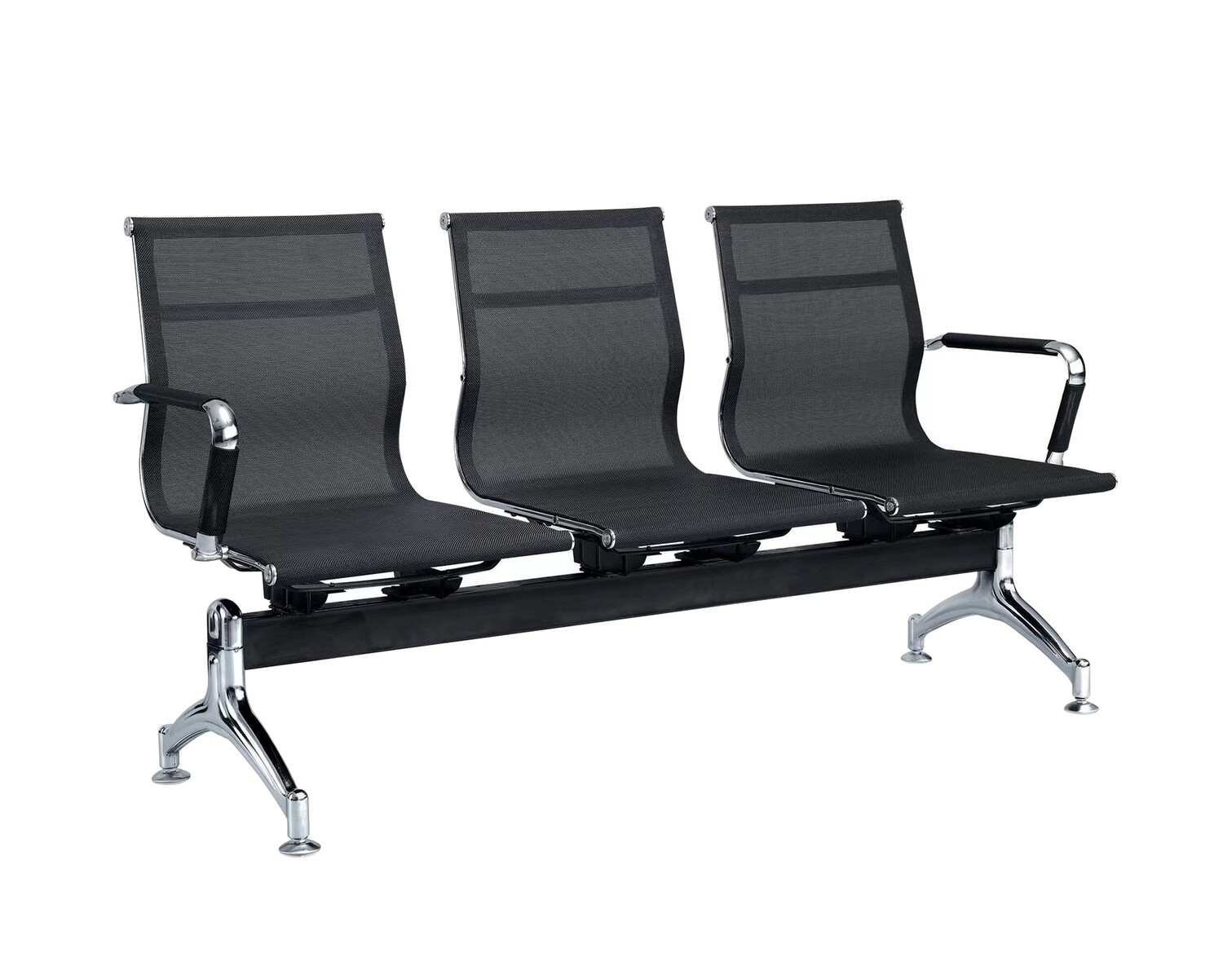 OFIX 3-Seater Teslin Mesh Airport Gang Chair (Black)