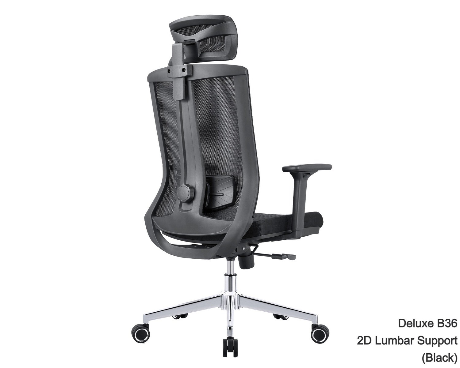 Ofix DeluxeB36 Ergonomic Adjustable Headrest/2D Armrest With Lumbar Support High Back Chair (Black)