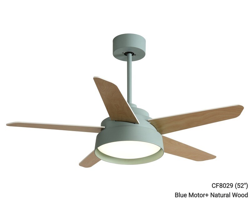 MYKE Ceiling Fan (52&quot;) (Blue, Grey) (2 yrs Warranty), Color: CF8029 (52&quot;) Blue Motor+ Natural Wood