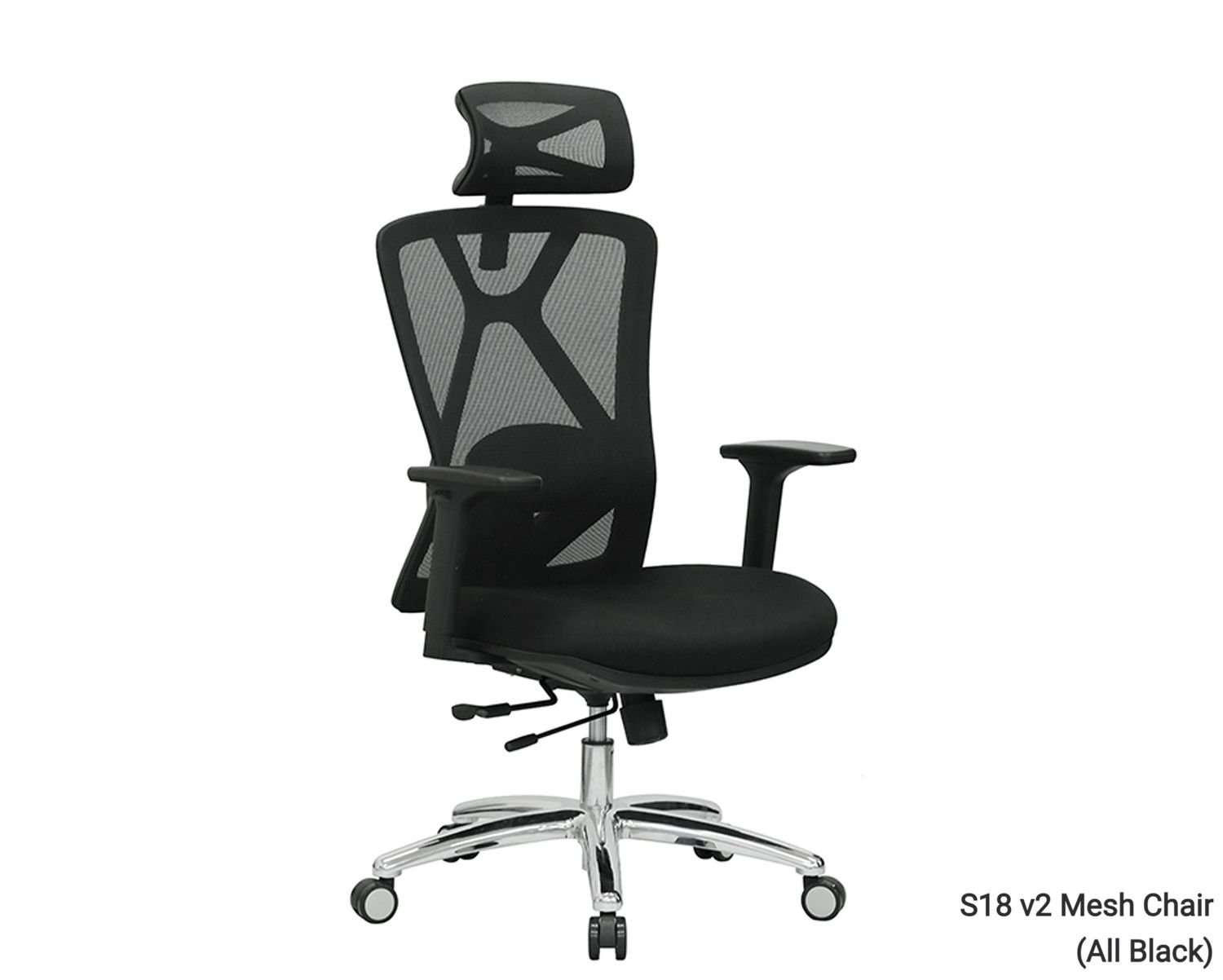 OFX S18 v2 Ergonomic Office Gaming 3D Armrest  Chair  with Seat Slide, Height Adjustable Backrest &amp; 2D Lumbar Support  (Black, Grey, Red) (3 Years Warranty), Model: S18 v2 Mesh Chair (All Black) (Best Seller-Limited Stock)