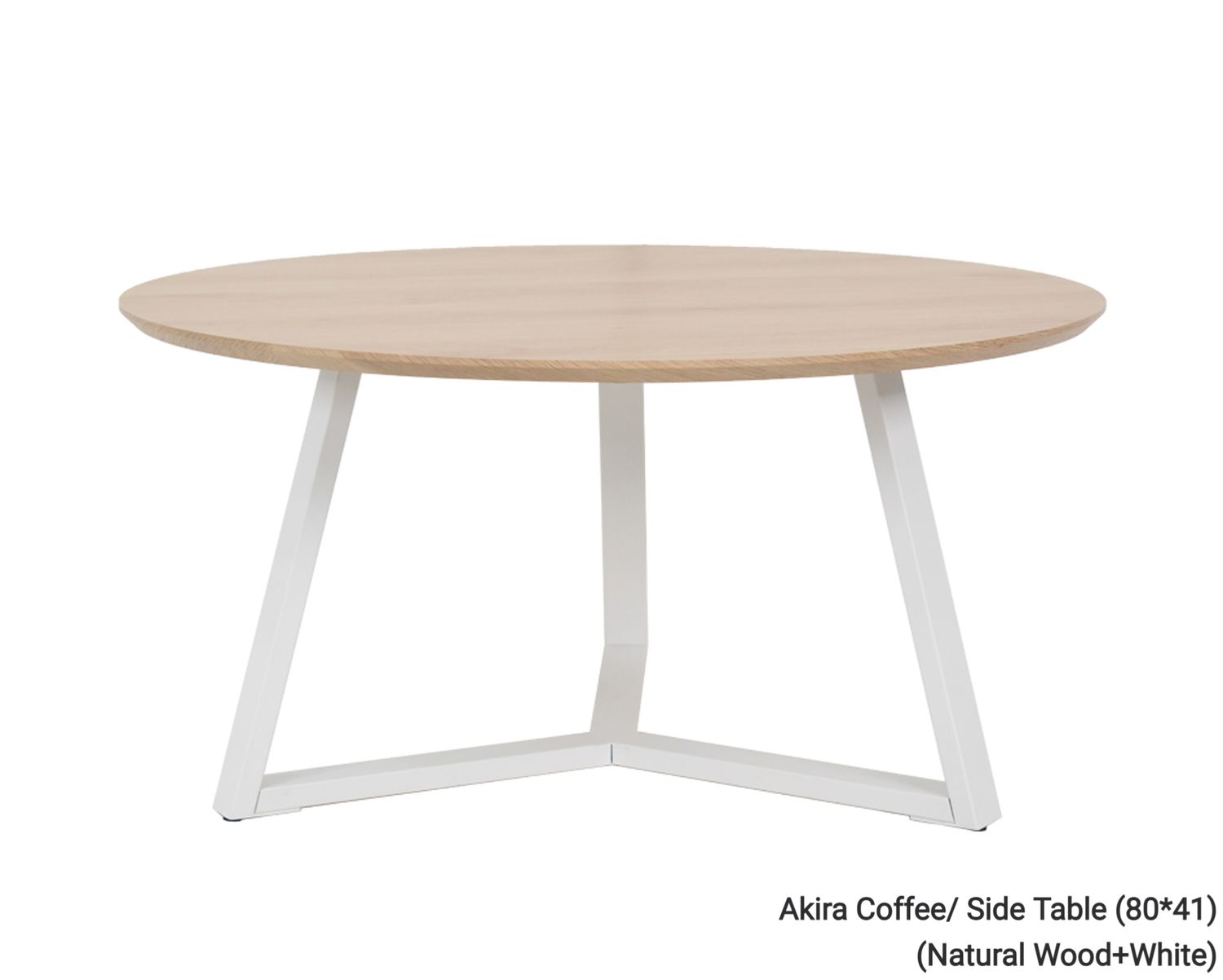 Ofix Akira Coffee/ Side Table (80*41) (Natural Wood+White), Model No:: Akira Coffee/ Side Table (80*41) (Natural Wood+White)