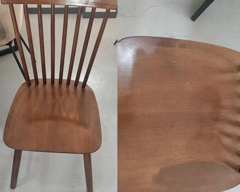 (Sale) Ofix Ali Solid Thailand Rubberwood Dining Chair (Teakwood) (Seat Part Dents &amp; Scratches)