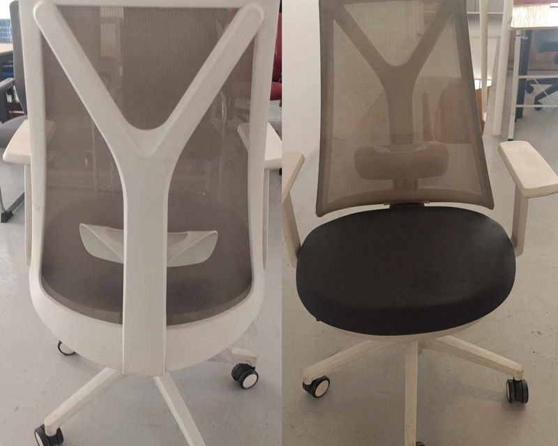 (Sale) Ofix Korean-109 Mid Back Mesh Chair (Grey, All White) (Scratches &amp; Slightly dirty, Seat Cushion Stains )