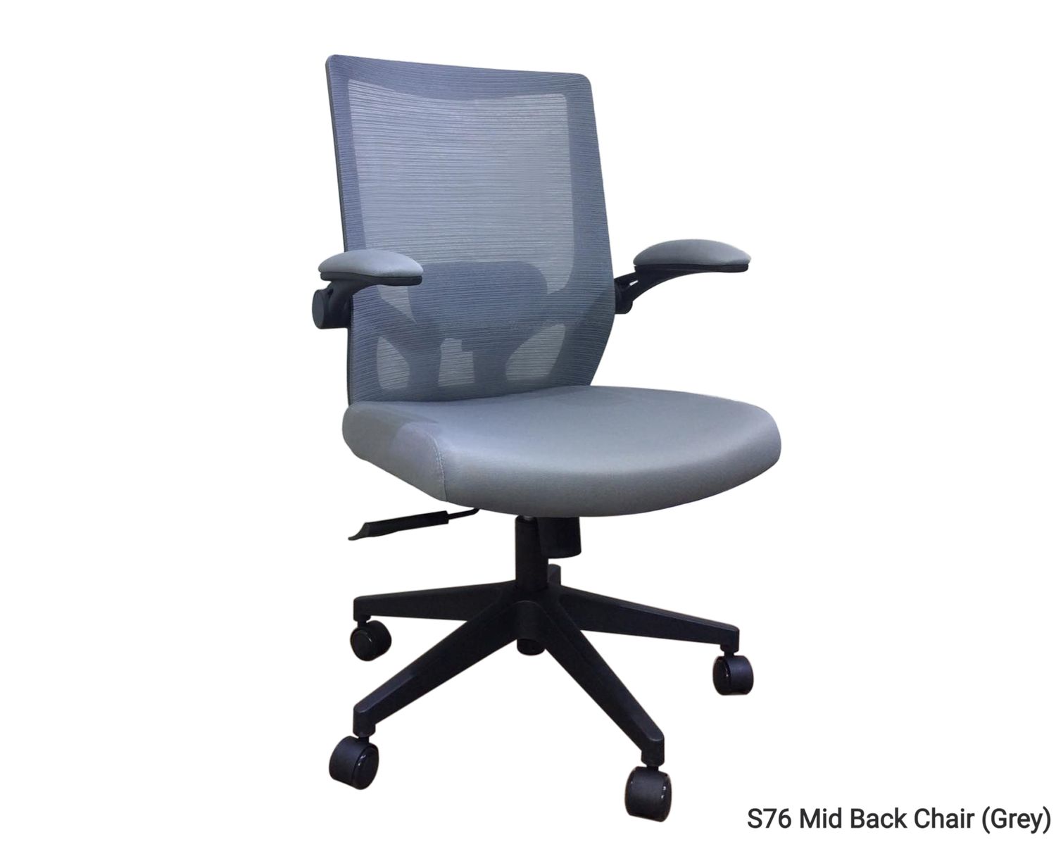 OFX S76 Mid back Ergonomic Office Computer Chair (Grey, Black) (3 Years Warranty), Model: S76 Mid Back Chair (Grey)