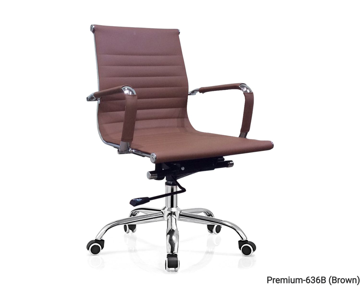 Ofix Premium-636B Mid Back PU Chair (Brown, Black), Model: Premium-636B Mid Back PU Chair (Brown)