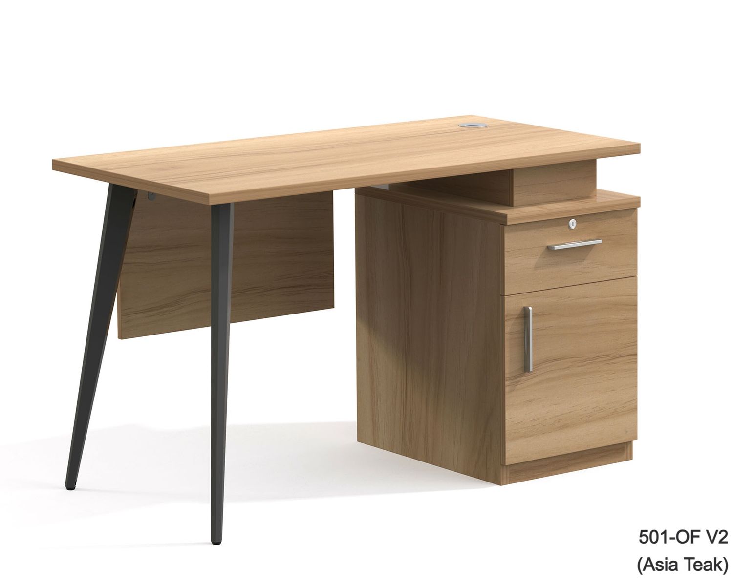 Ofix 501-OF V2 (120x60) Office Table (Asia Teak, White), Color: 501-OF V2 (Asia Teak)