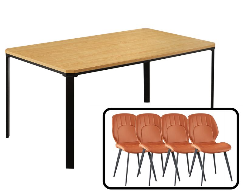 Ofix Monaco Dining Table + 4Pcs Dining Chair (Mara Dining Chair) (160*90)