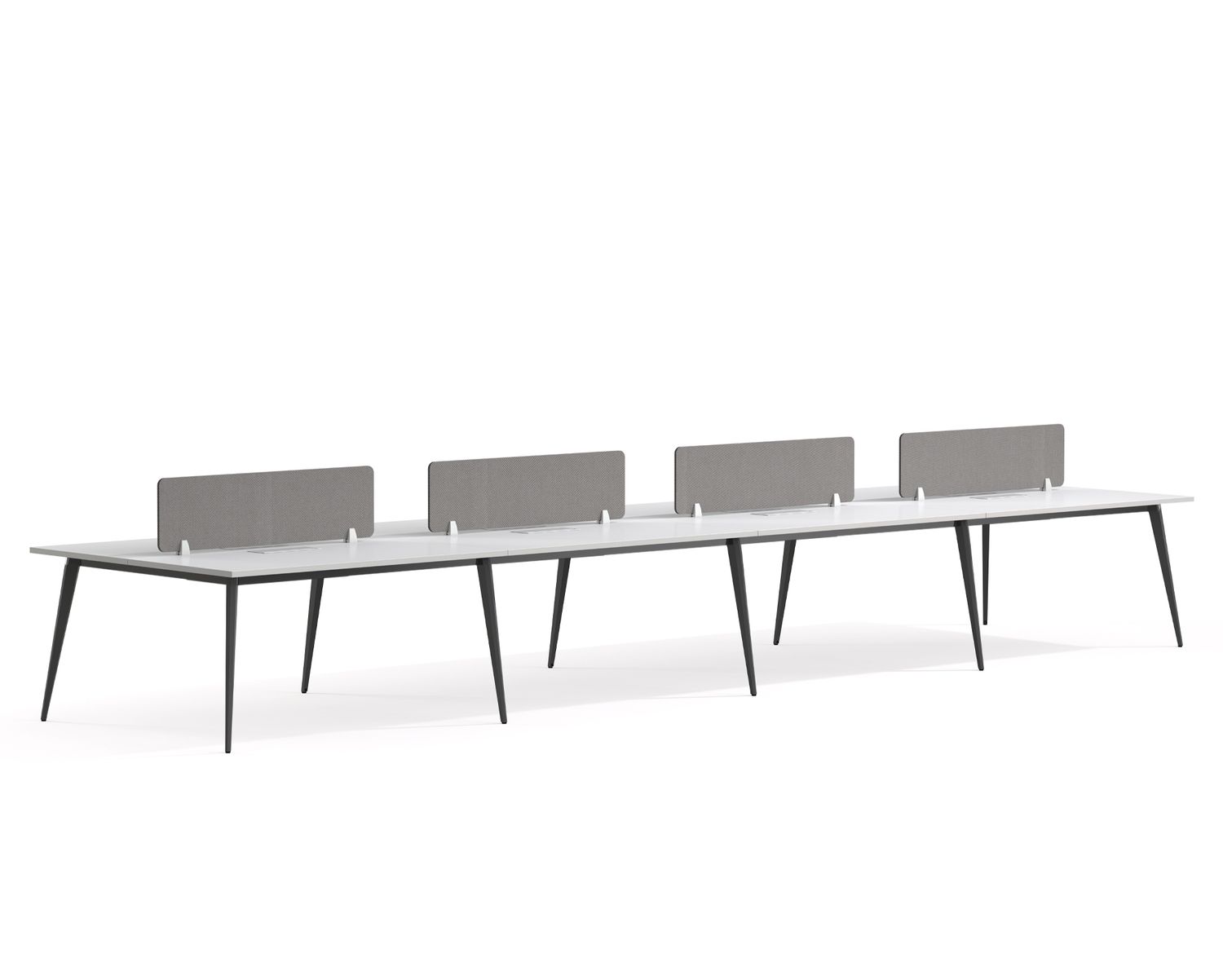 Ofix 800-WS 8 Seaters Workstation Partition (White, Walnut), Model: (800-WS-W) 800-Work Station (120*480) (White Top+Light Grey Panel), Cable Management Add-Ons: None