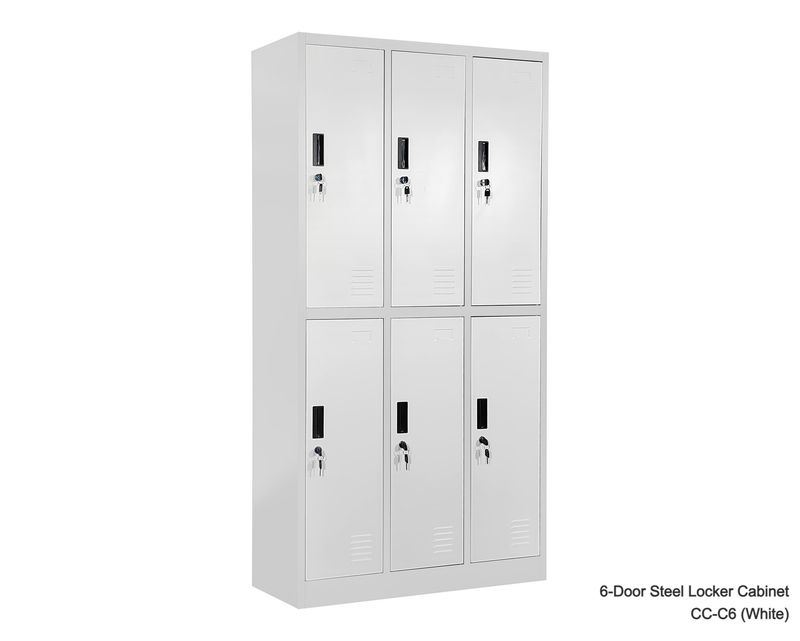 Ofix 6-Door Steel Locker Cabinet (Dark Grey+White, Grey+White, White), Model:: CC-C6 (White)