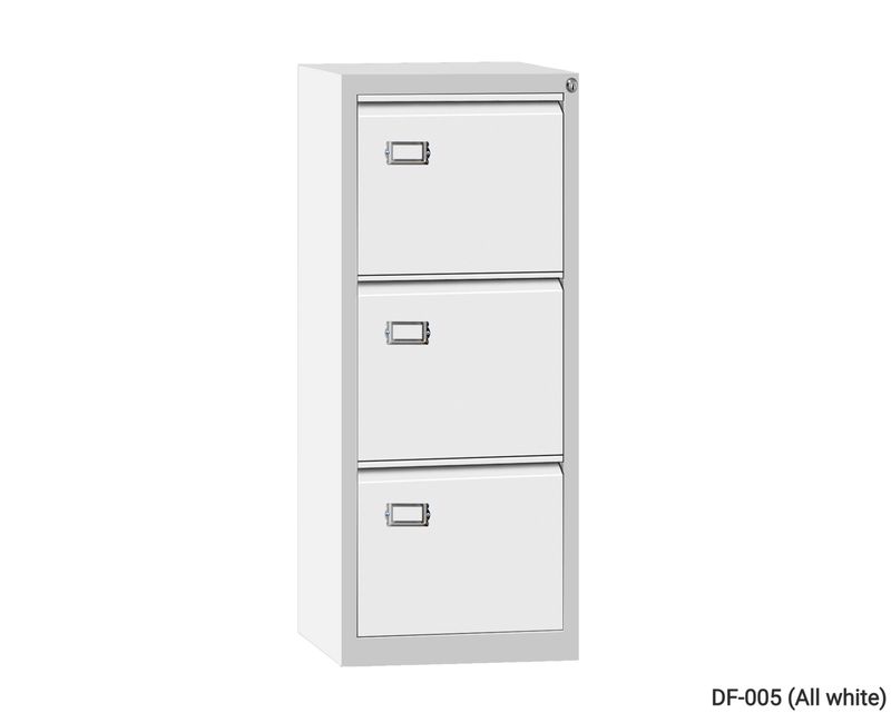 Ofix Vertical 3-Drawer Steel Filing Cabinet (White+Grey, All White), Model No.:: DF-005 (All White)