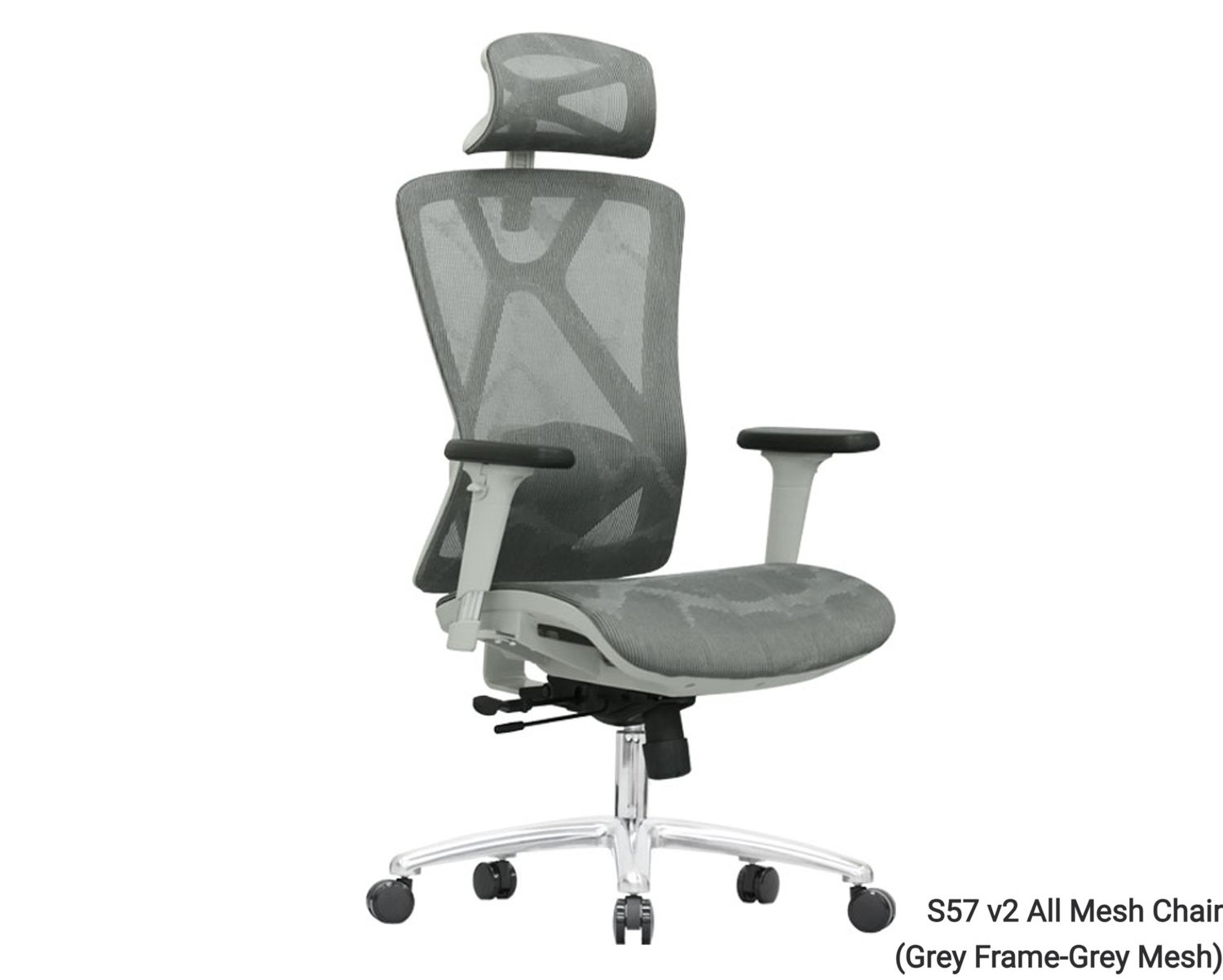 OFX S57 v2 Ergonomic Office Gaming Chair 3D Armrest Full Mesh  with Seat Slide,  Height Adjustable Backrest &amp; 2D Lumbar Support (Grey, Black) (3 Years Warranty), Model: S57 v2 All Mesh Chair (Grey Frame-Grey Mesh) (PROMO PRICE! from P10499-Limited Time Offer)