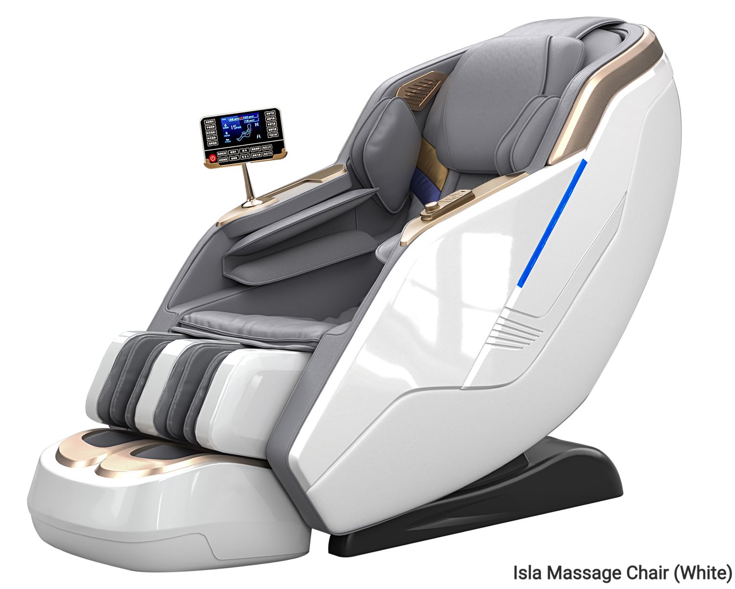 Flotti Isla Kinetic/ Manipulator Massage Chair LCD Touch Screen with Deep Recliner Position SL Track Neck to Leg Zero Gravity with Al Voice Control &amp; Central Control Knob, COLOR: Isla Massage Chair (White)