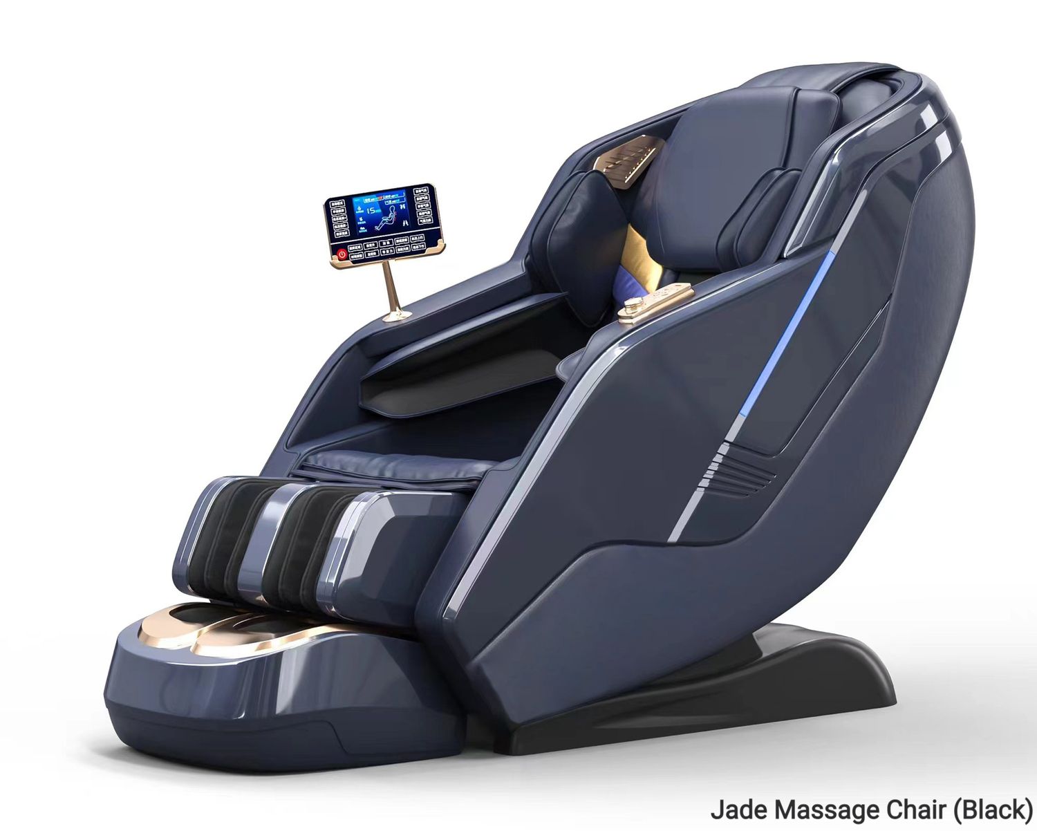 Flotti Jade Kinetic/ Manipulator Massage Chair LCD Touch Screen with Deep Recliner Position SL Track Neck to Leg Zero Gravity with Al Voice Control &amp; Central Control Knob, COLOR: Jade Massage Chair (Black)