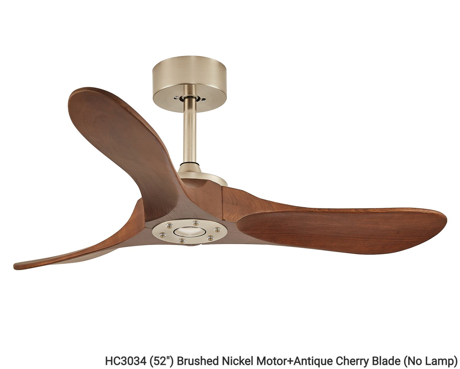MYKE Ceiling Fan (42&quot;, 52&quot;) (Antique Cherry) (No Lamp) (2 yrs Warranty), Color: HC3034 (52&quot;) Brushed Nickel Motor+Antique Cherry Blade (No Lamp)