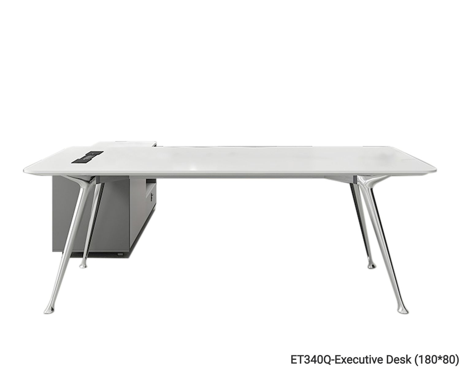 Ofix ET340Q Executive Desk with Side Cabinet (White), Model: ET340Q-Executive Desk (180*80) (White)