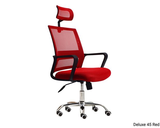 Ofix Deluxe-45 High Back Mesh Chair (Black, Red, Orange), Color: Deluxe-45 Red