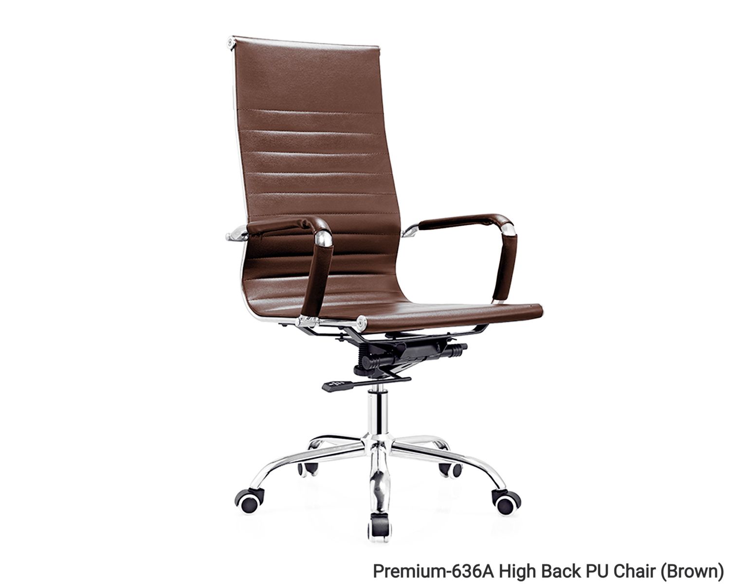 Ofix Premium-636A High Back PU Chair (Brown, White), Color: Premium-636A High Back PU Chair (Brown)