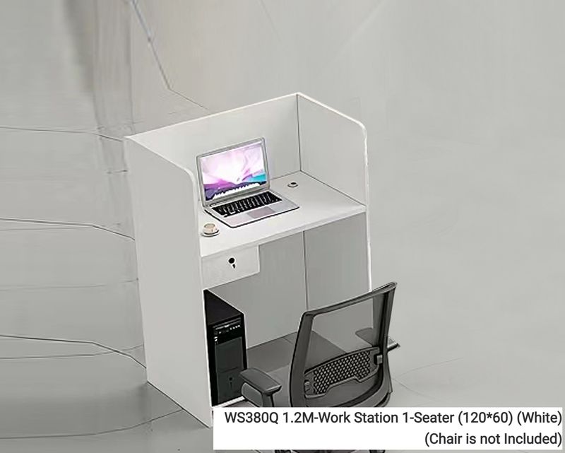 Ofix WS380Q Workstation Partition Cubicle with Fixed Drawer &amp; CPU Trolley (1-Seater, 2-Seater, 4-Seater) (White) (Chair is not Included), Model: WS380Q 1.2M-Work Station 1-Seater (120*60) (White) (Chair is not Included)