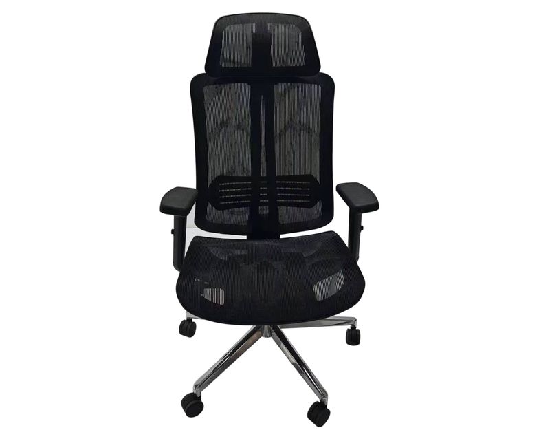 Ofix Korean 102J V2 Full Mesh Seat Adjustable Armrest, Adjustable Headrest, Stainless Steel Base Without Footrest (Black)