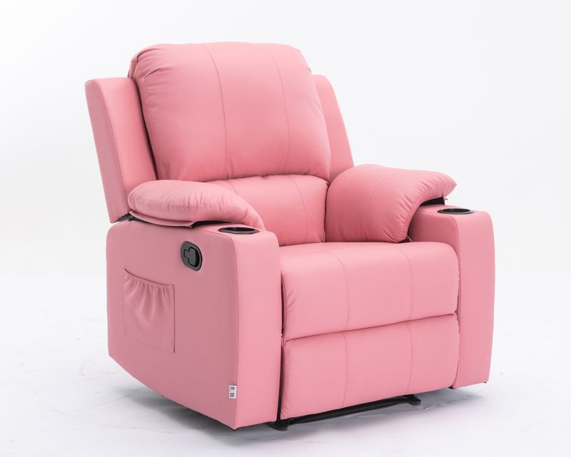 Flotti Athalia 1-Seater Air Leather (Manual Recliner)  with Cup Holder and Side Pocket (Pink, Brown)