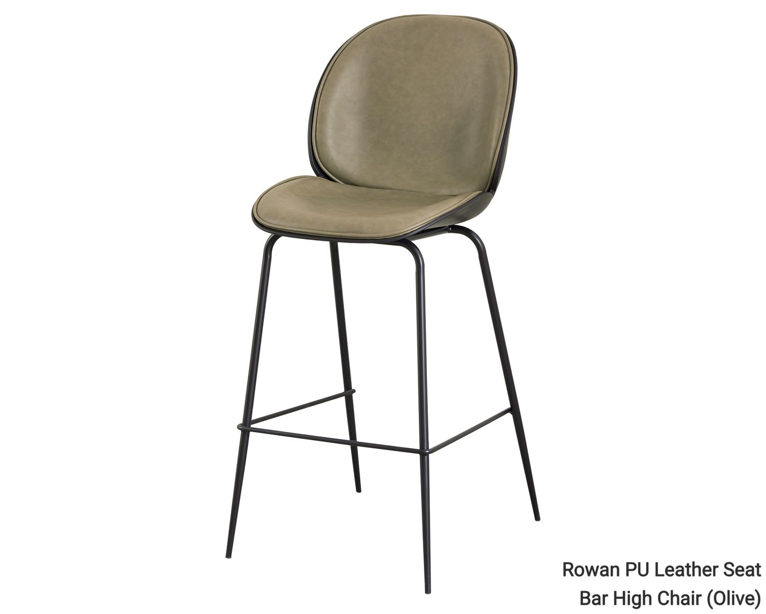 Ofix Rowan PU Leather Seat  Bar High Chair (Olive, Beige), Option: Rowan PU Leather Seat  Bar High Chair (Olive)