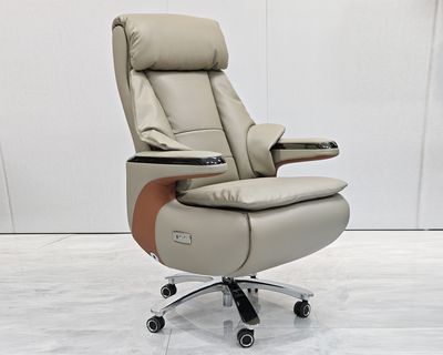 Ofix CEO Premium Ambretta E-Powered with Footrest High Quality Office Chair (Beige)