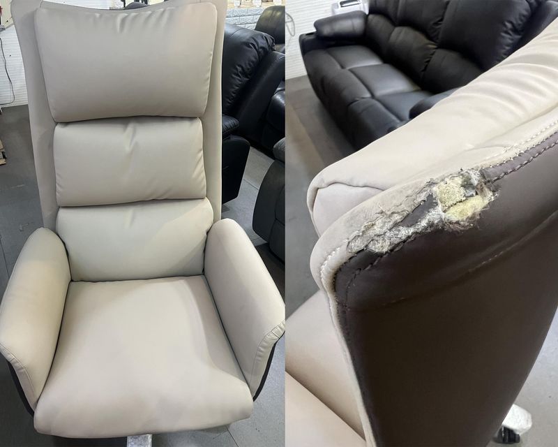 (Sale) Ofix Premium-42 High Back PU Chair (Beige) (Backrest Damage), Colors: 091724SM-A Premium-42 High Back PU Chair (Beige) (Sale)