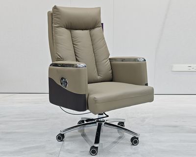 Ofix Premium-A2317 PU-Leather Office Chair (Khaki, Black)