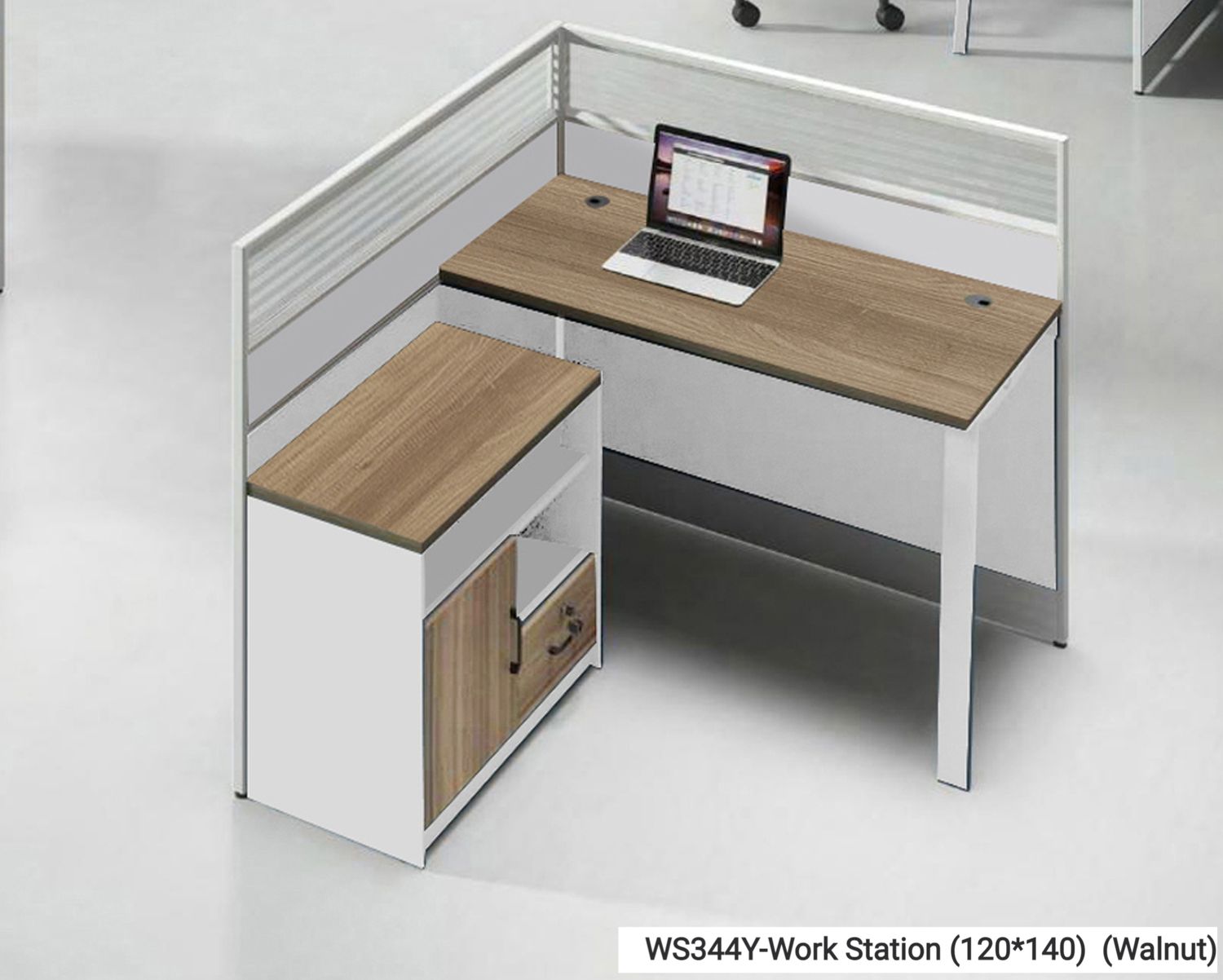 Ofix WS344Y 1 Seater Workstation Partition Cubicle with Movable Cabinet (Walnut), Model: WS344Y-Work Station (120*140)  (Walnut)