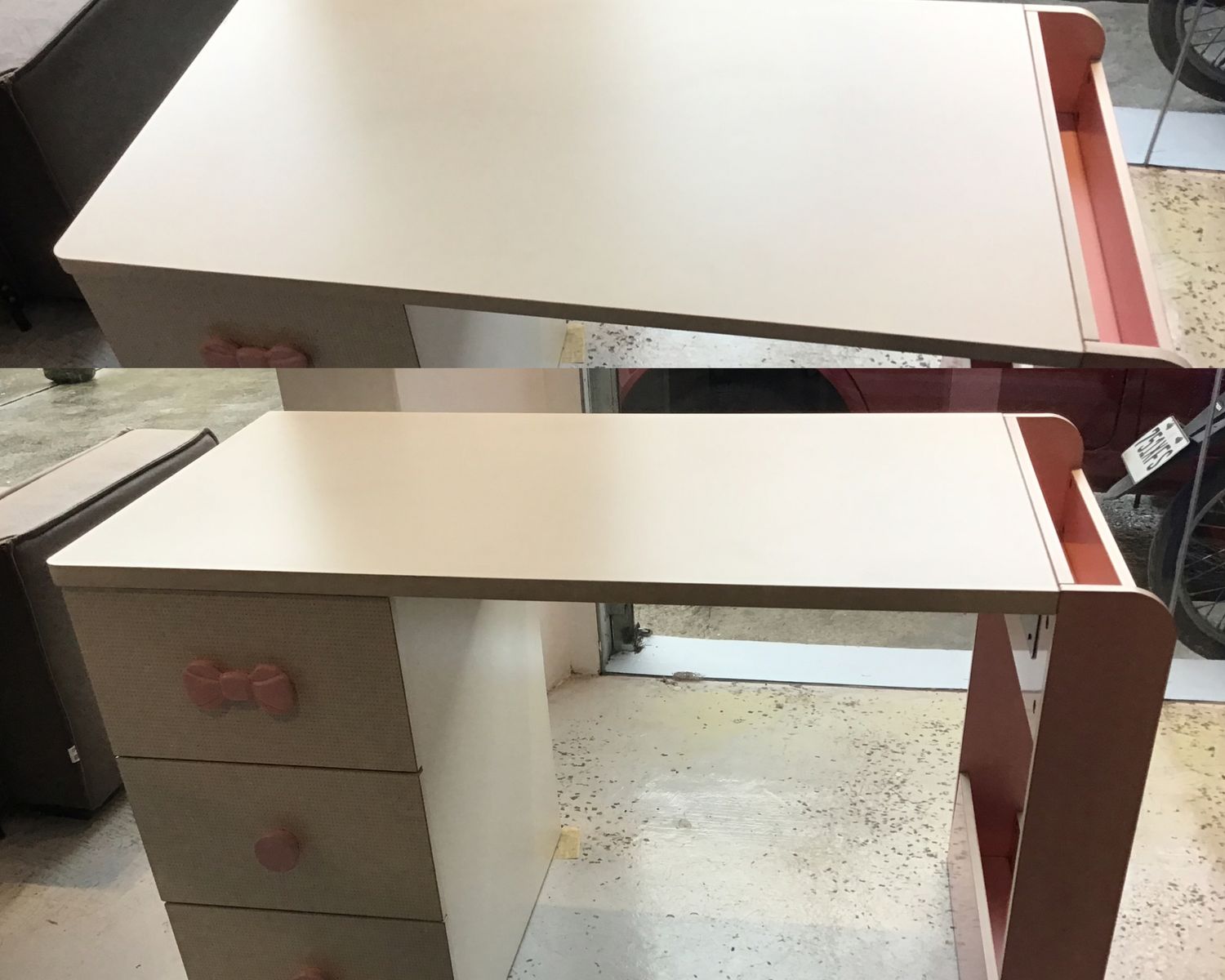 (Sale) Ofix Olympia Study Table (Pink+White) (Dents &amp; Scratches), Model:: 092624CUB-A Olympia Study Table (Pink+White) (Sale)