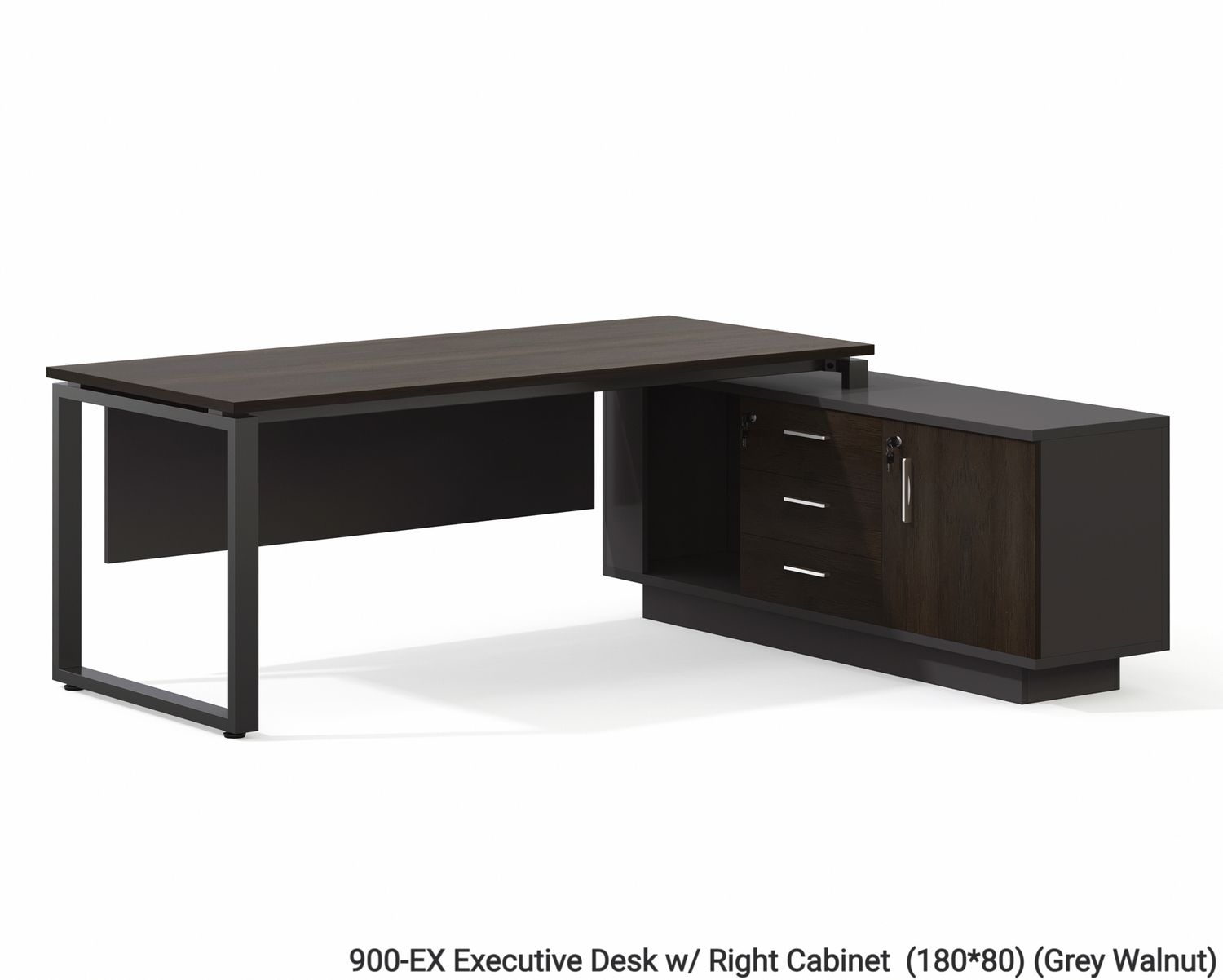 Ofix 900-EX Executive Desk with Side Cabinet Ofix 900-EX Executive Desk with Side Cabinet, Model: 900-EX Executive Desk w/ Right Cabinet  (180*80) (Grey Walnut)
