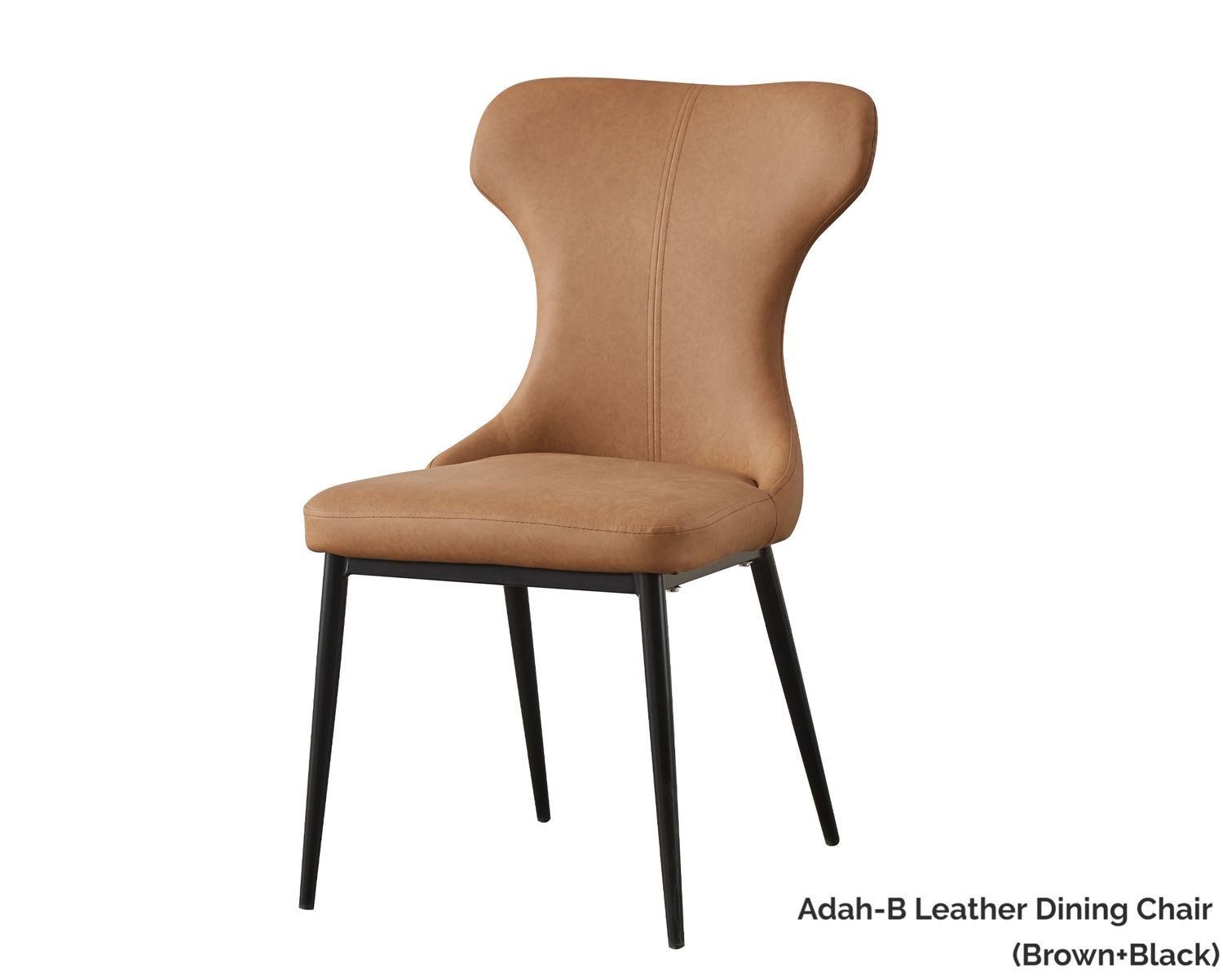 Ofix Adah-B Leather Seat Metal Leg Dining Chair (Brown+Black), Model: Adah-B Leather Dining Chair (Brown+Black)