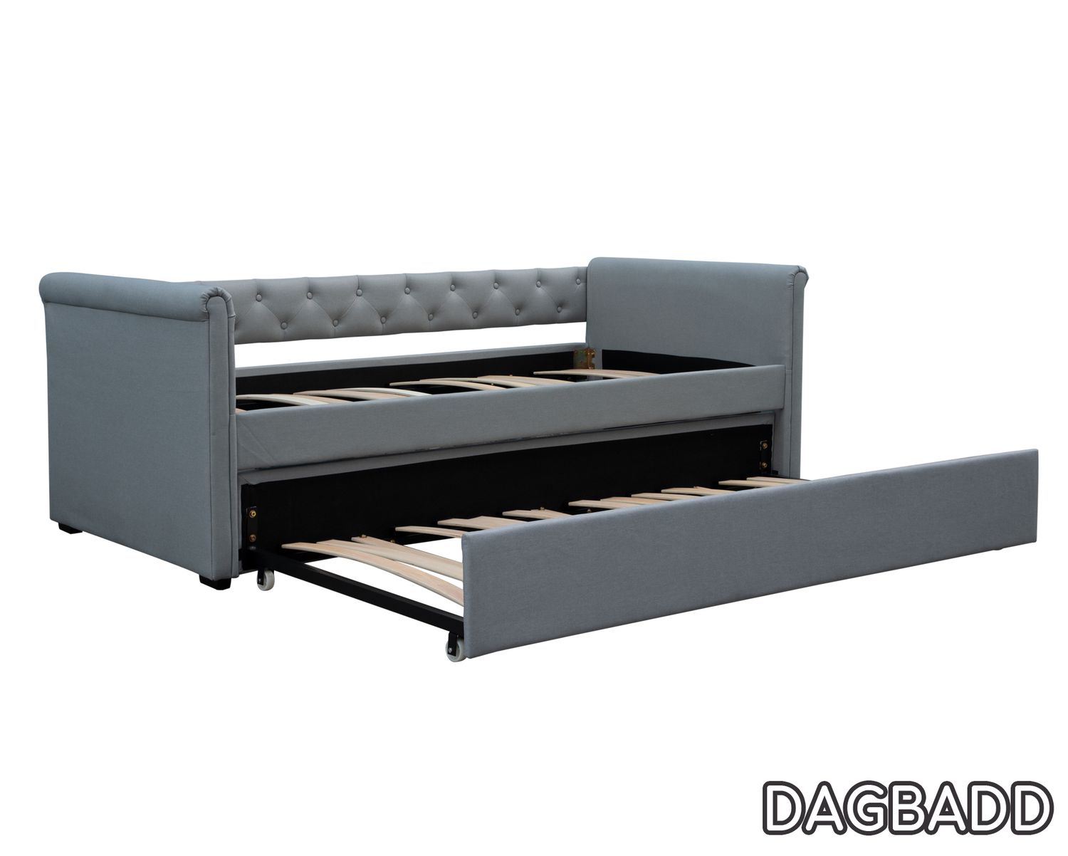 Flotti Dagbadd Daybed with Trundle/ Flera  with Trundle (Mattress not included) (Black, Grey), Color:: Dagbadd Daybed with Trundle / Fabric (Light Grey)