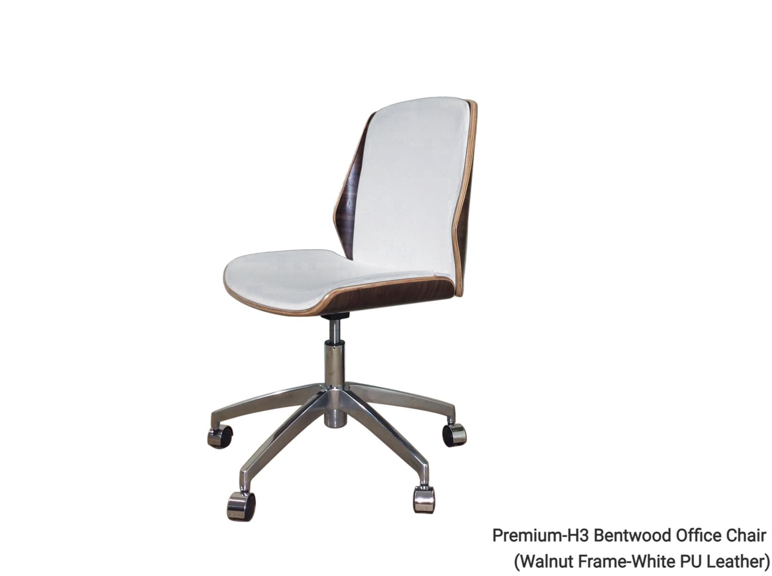 Ofix Premium H3 Bentwood Office Chair (White), Color Option:: Premium-H3 Bentwood Office Chair (Walnut Frame-White PU Leather)
